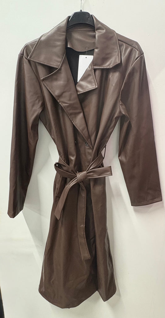 Trench long en similicuir Valeria