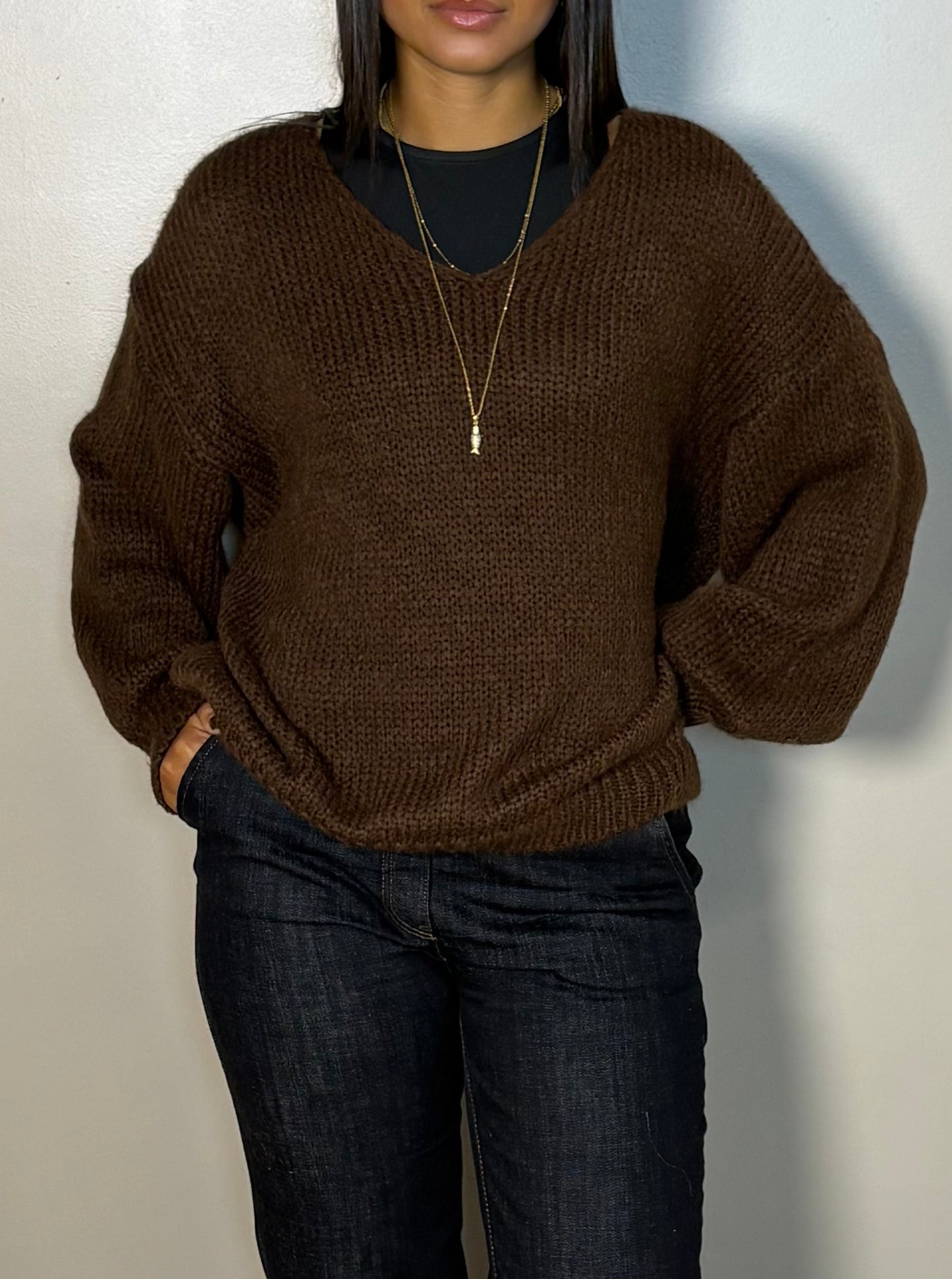 Pull tricoté col V Delia