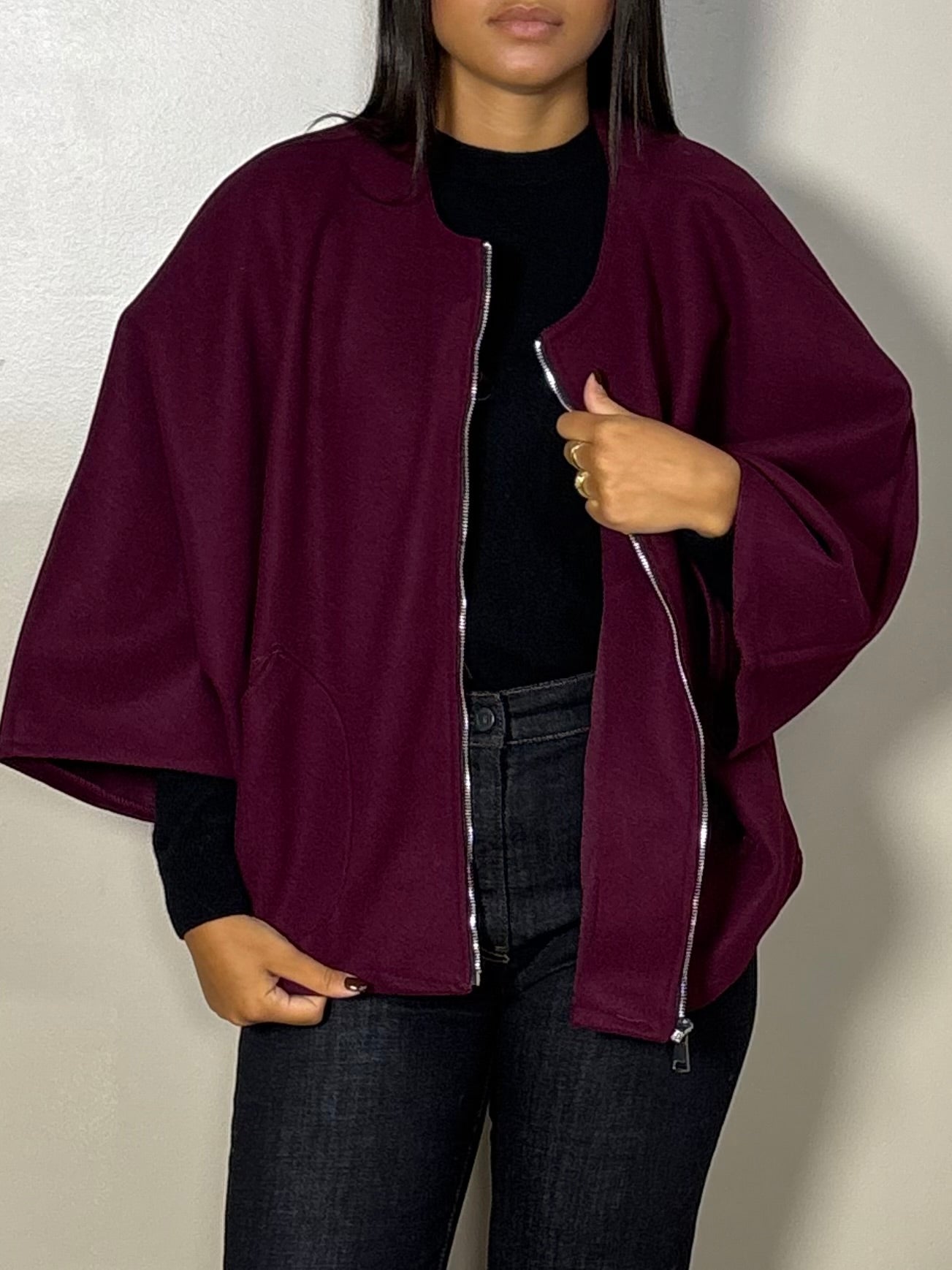 Veste zippé façon laine Sana