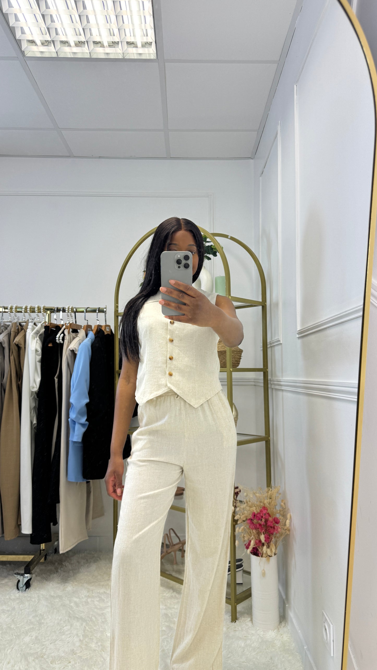 Ensemble sans manches en lin - P1