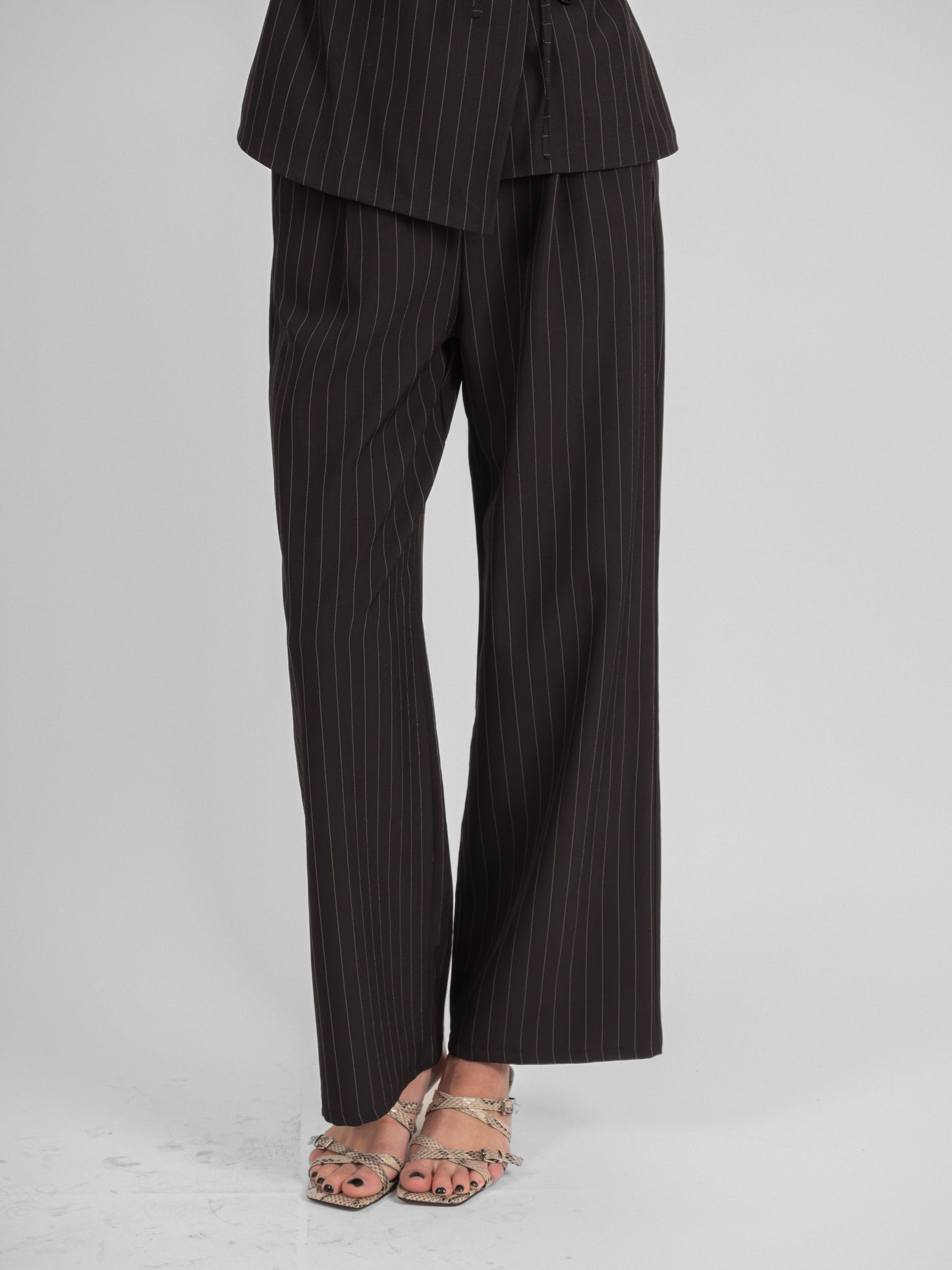 Ensemble rayé pantalon blazer sans manches