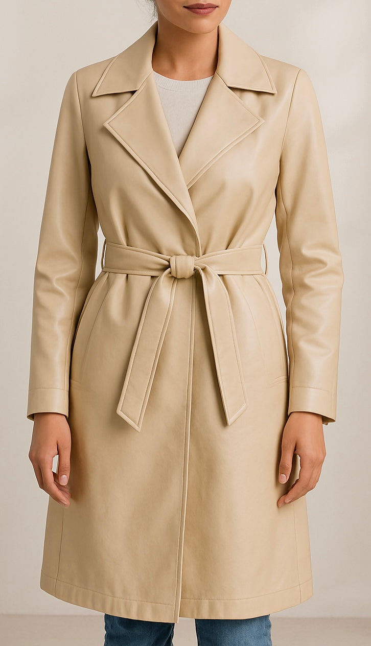 Trench long en similicuir Valery