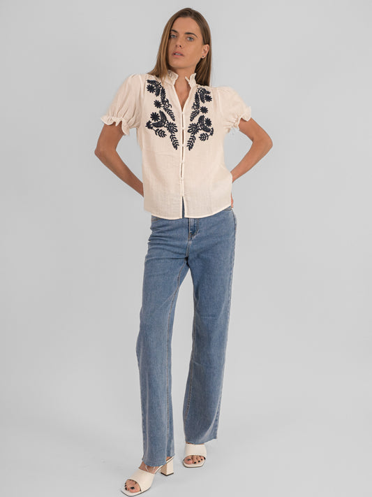 Chemise brodée à manche courte - P3 PA