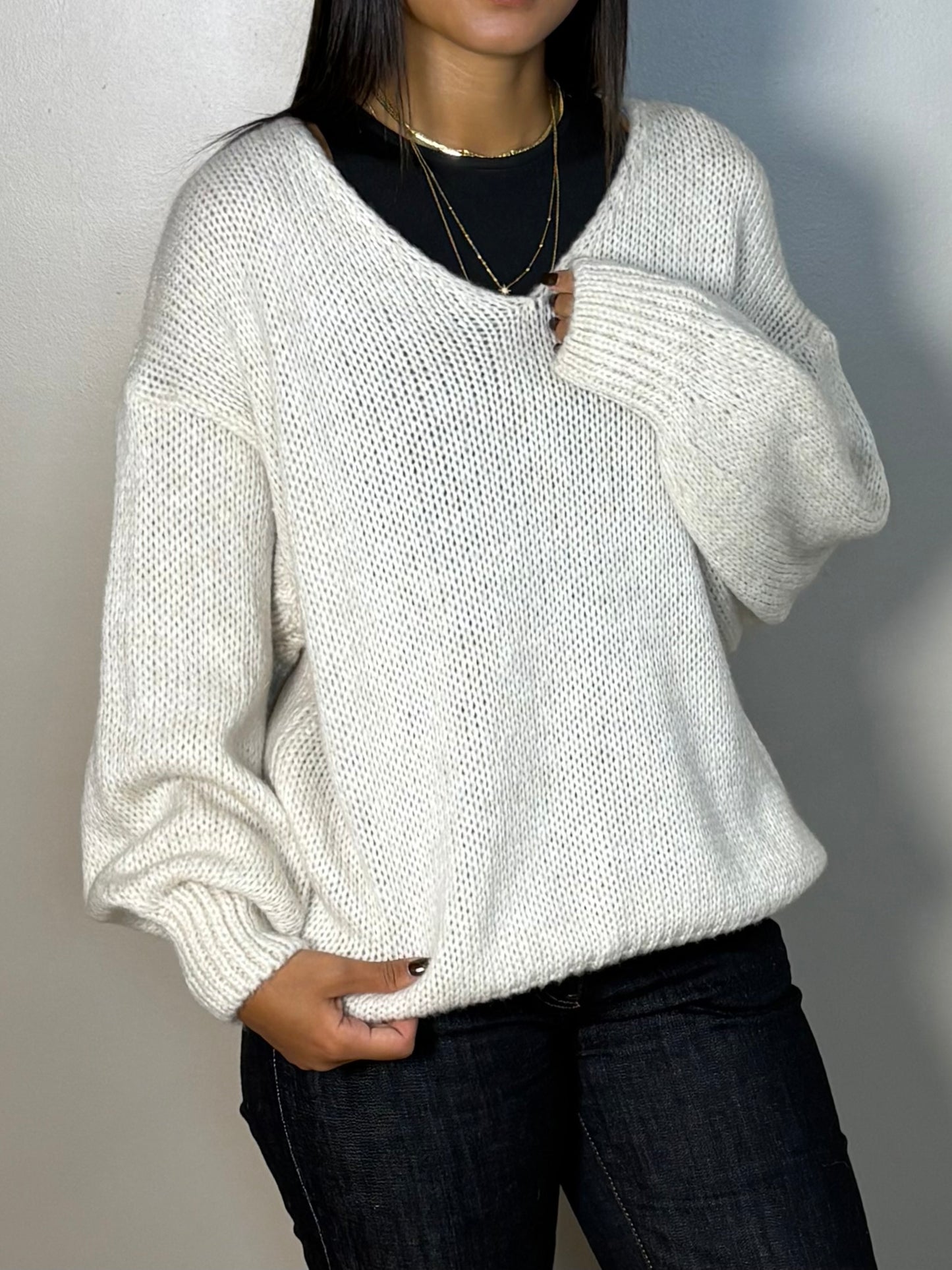 Pull tricoté col V Delia