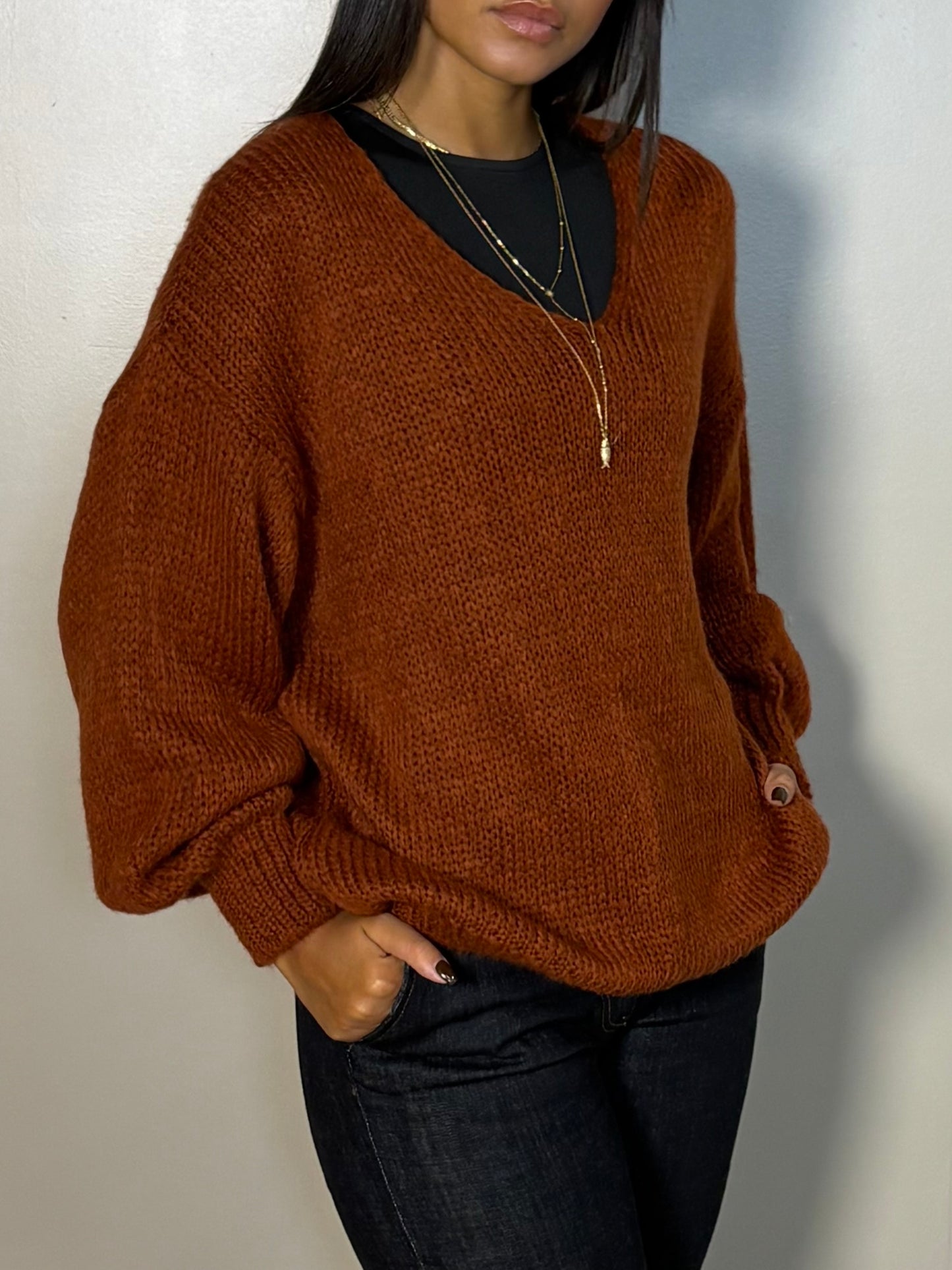 Pull tricoté col V Delia