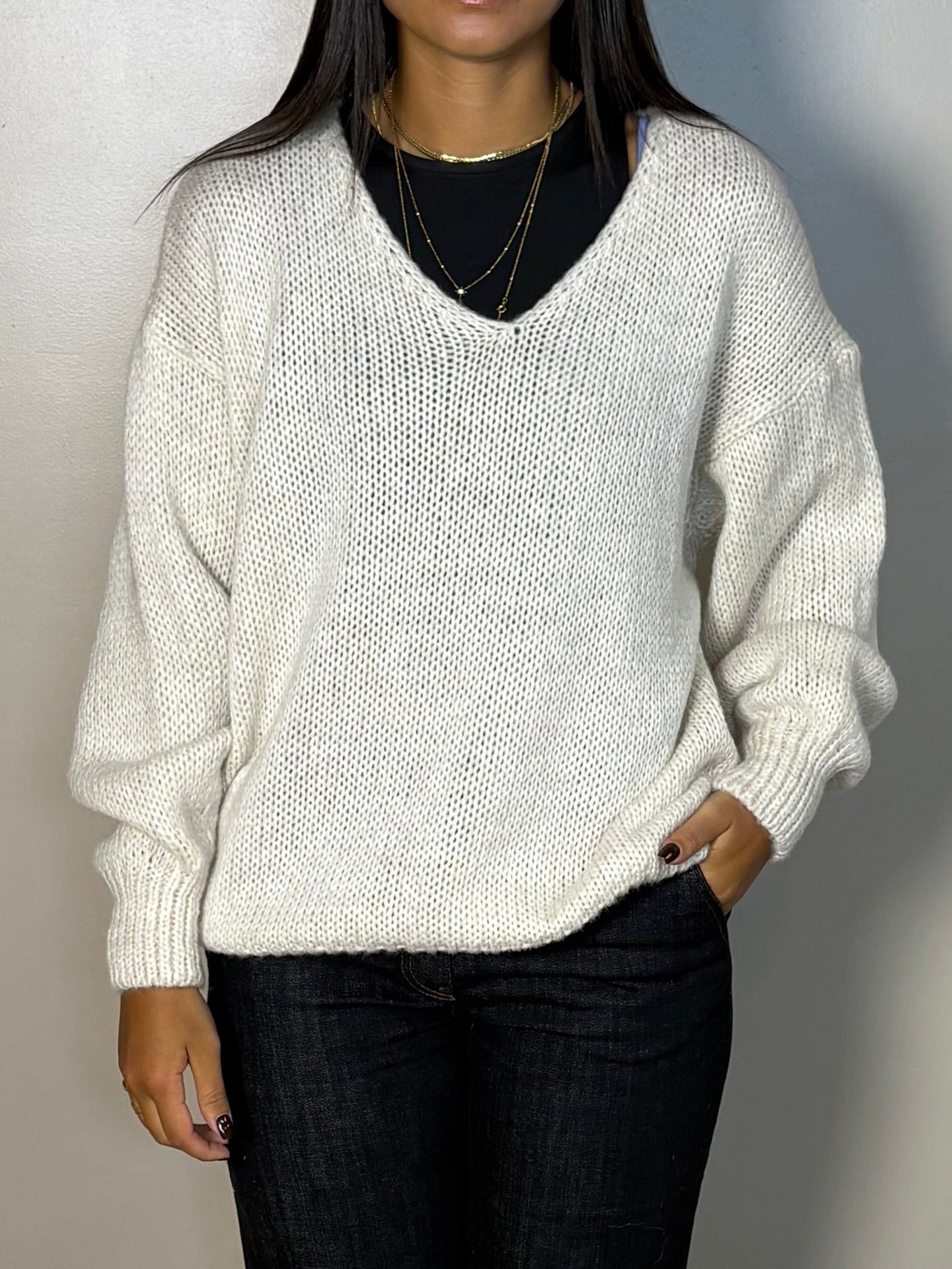 Pull tricoté col V Delia