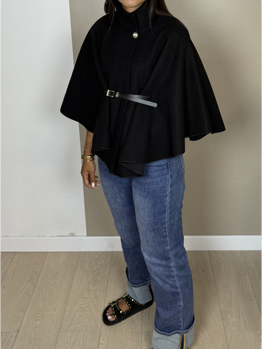 Poncho façon laine ceinture PAOLA - A1