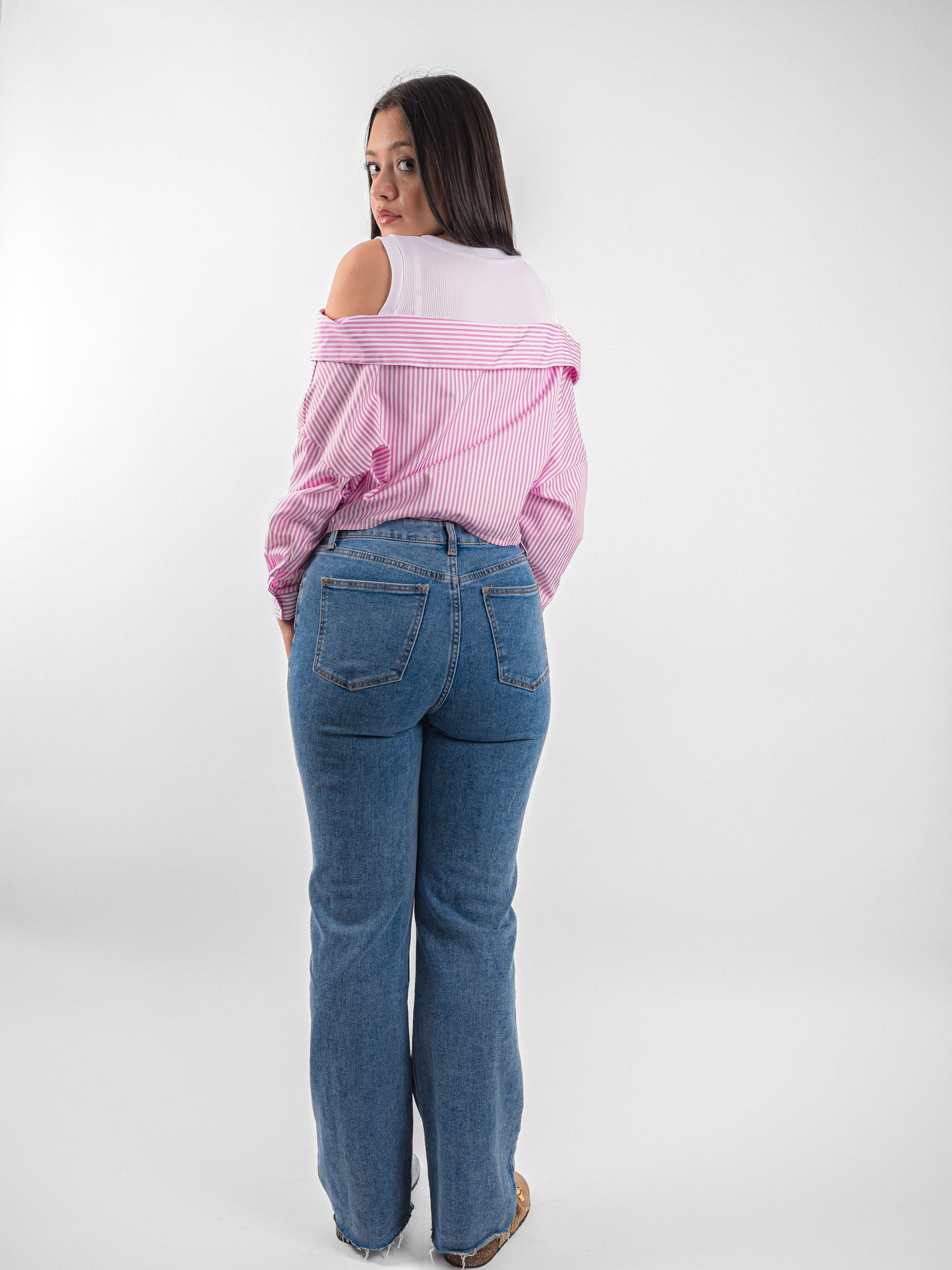 Débardeur à chemise rayé tombante