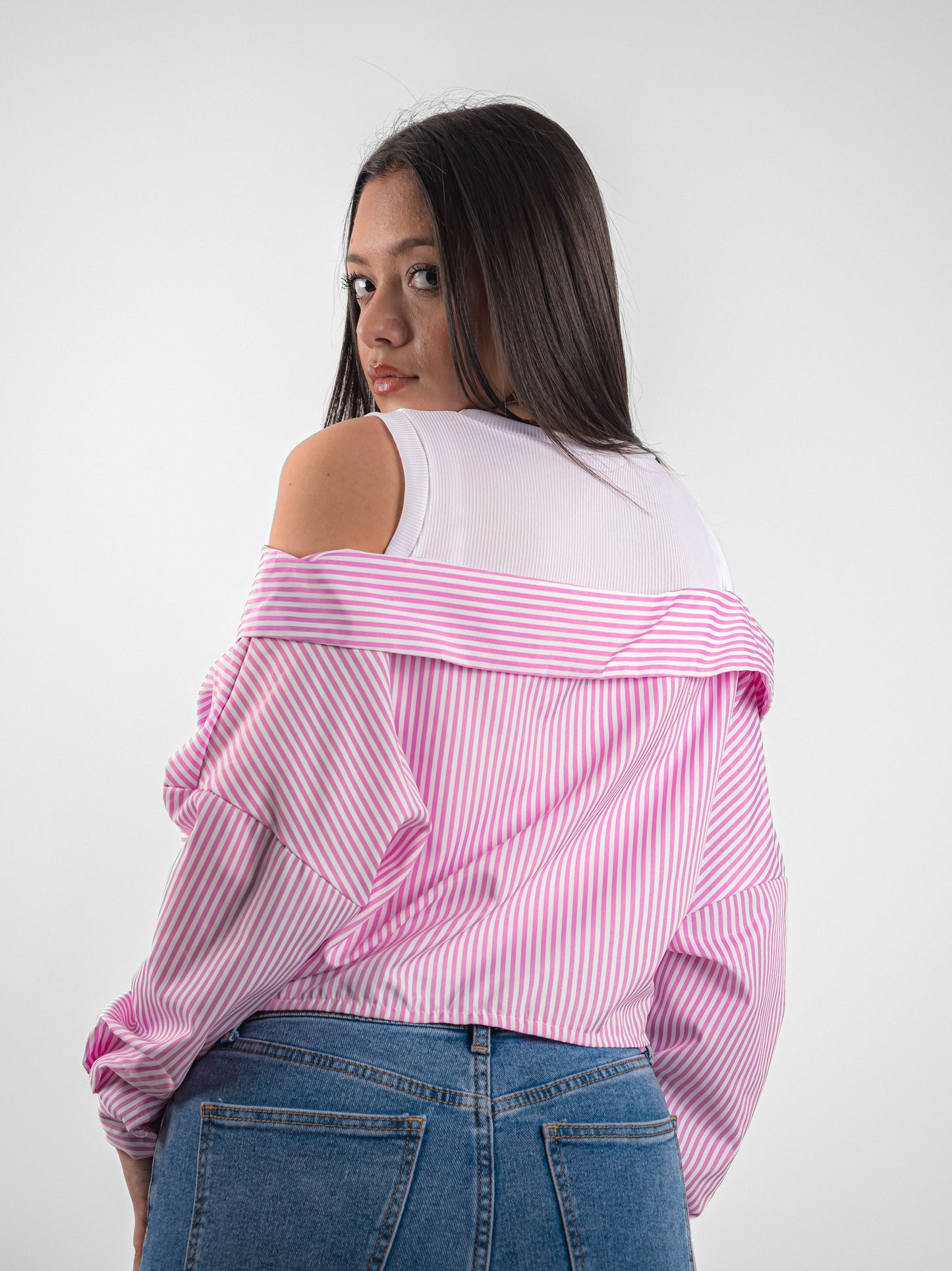 Débardeur à chemise rayé tombante