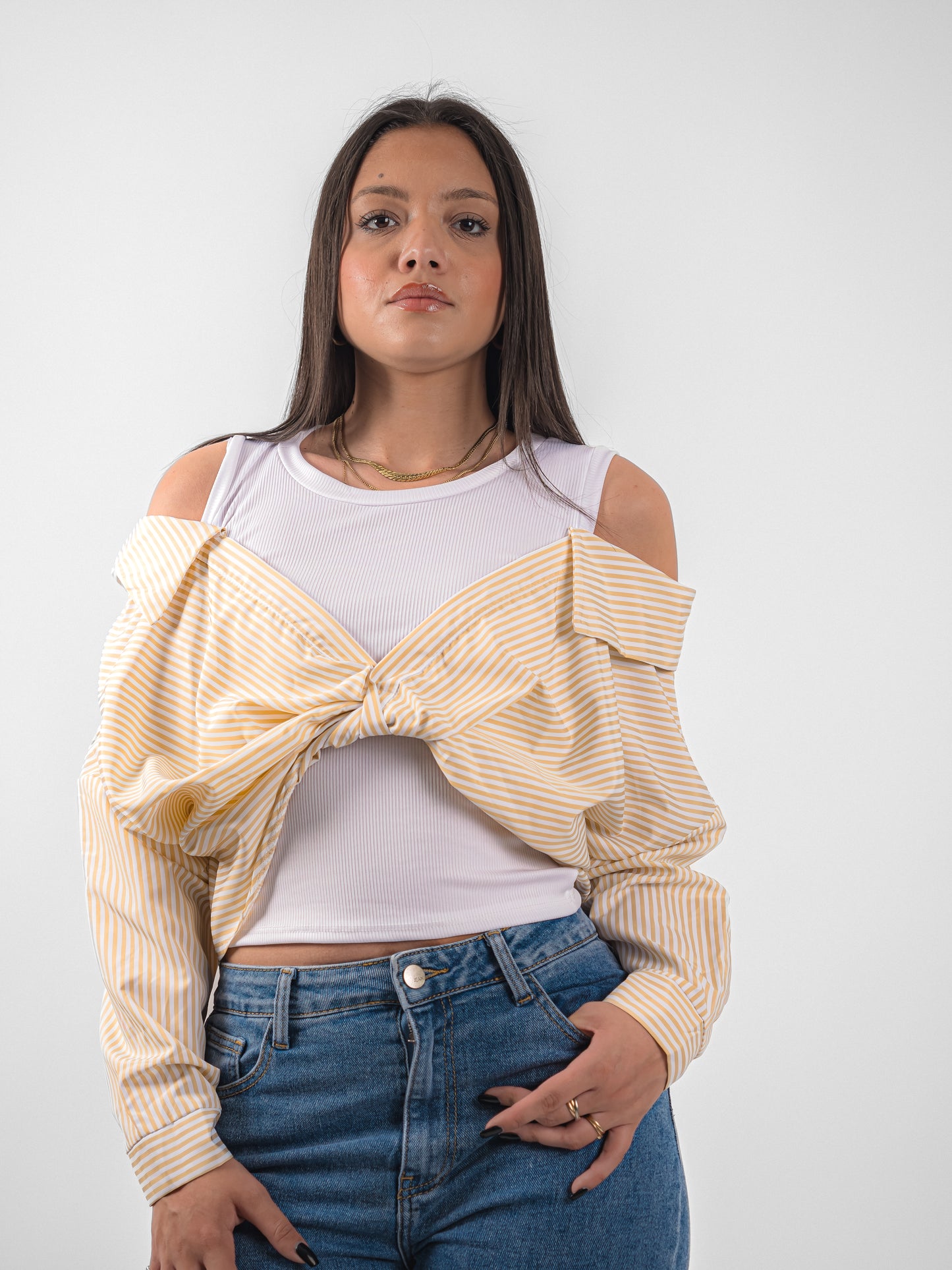 Débardeur à chemise rayé tombante