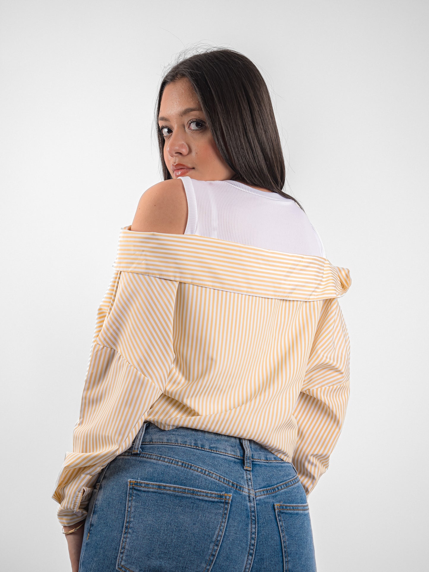 Débardeur à chemise rayé tombante