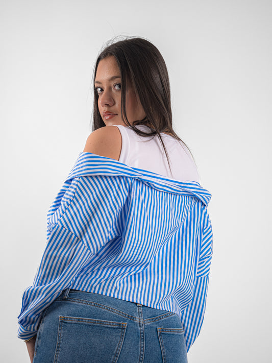 Débardeur à chemise rayé tombante